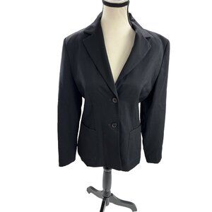 Courtenay Womens Size M Black Blazer Jacket 2 Button Career Wool Vintage